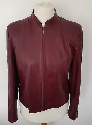 Buy MARKS & SPENCER - REAL LEATHER Elegant Jacket DARK RED Size 12 - STUNNING • 59.99£