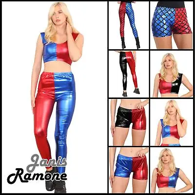 Buy Halloween Costume Suicide Squad Womens Red Blue Cosplay Metallic Party Outfit • 10.49£