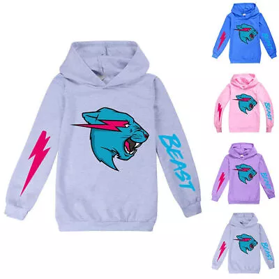 Buy Mr Beast Kids Boys Girls Hoodie Hoody Long Sleeve Hooded Pullover Sweatshirt Top • 13.82£