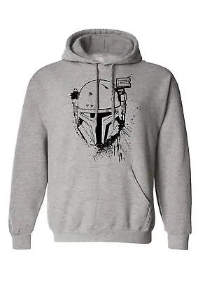 Buy Star Wars Mandalorian Helmet Spray Sports Grey Hooded Sweatshirts • 29.95£
