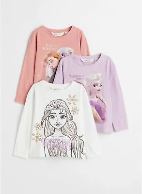 Buy H&M Girls Disney Frozen 2 Elsa & Anna  T-Shirt Top Set Age 8-10 Years (3 Pack) • 12.99£