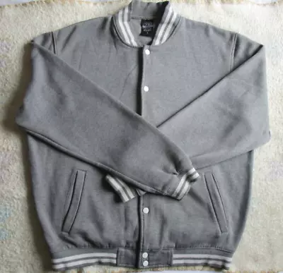 Buy Urban Classics College Baseball Men Grey Snap Button Jumper Sweat Jacket Size L • 9.95£