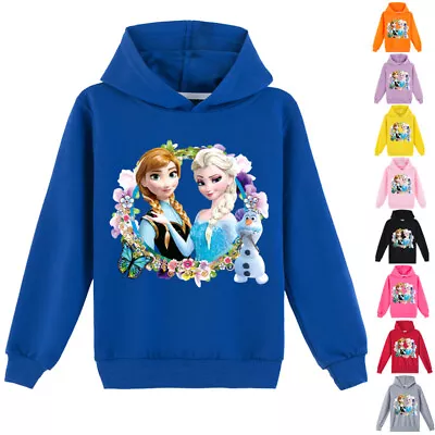Buy Kids Grils Frozen Print Hoodie Long Sleeve Youtube Merch Pullover Jumper Tops • 10.99£