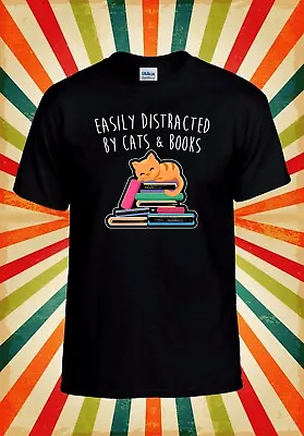 Buy Easily Distracted T Shirt Cats Books Men Women Unisex Baseball T Shirt Top 3085 • 9.99£