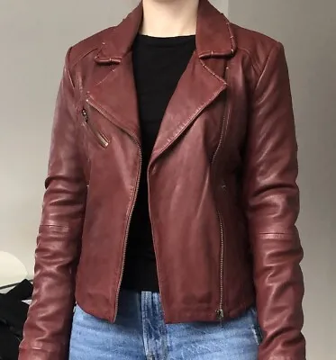 Buy Burgundy Leather Jacket • 55£