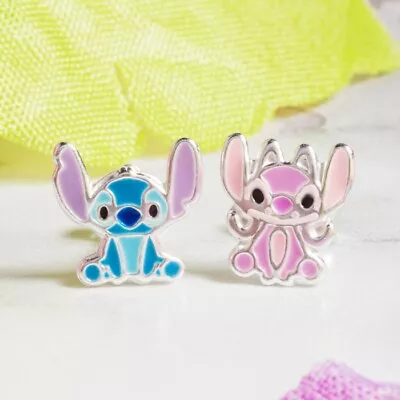 Buy Disney Lilo And Stitch Angel And Stitch Sterling Silver Enamel Stud Earrings • 22.99£