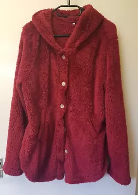 Buy Lovely Ladies Dipped Hem Teddy Fleece Jacket Button Detail Immaculate Size L/14 • 10£