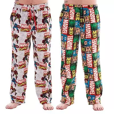 Buy Official Marvel Design 2pk Mens Soft Fleece Pyjama Trouser Bottoms Night Wear • 19.99£