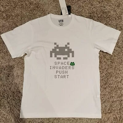 Buy NWT Uniqlo UT  The Game By Taito  Space Invaders White T-Shirt W/ Patch; Sz S • 6.50£