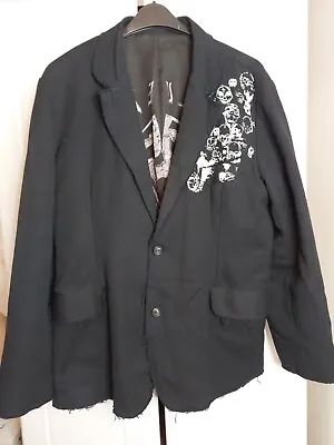 Buy Allsaints Vintage Skull Patterned Frayed Jacket (Size XL) • 39£