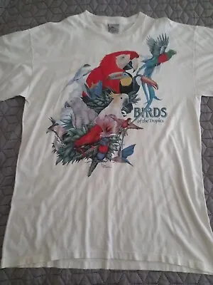 Buy  1980s Single Stitch Harlequin NG Birds Of The Tropics Animal T Shirt Size XL • 34.99£