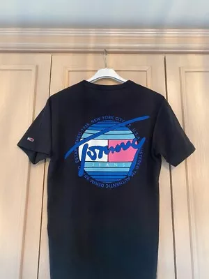 Buy Tommy Hilfiger Black Marl Washed Logo T-Shirt Size Small • 10£