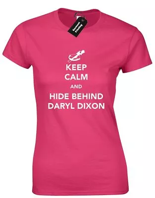 Buy Keep Calm Hide Behind Daryl Dixon Ladies T Shirt Crossbow Apocalypse Rick Carol • 7.99£