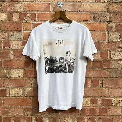 Buy Vintage Rush Permanent Waves 90s Graphic Band Music Rock Album T Shirt M White • 25£