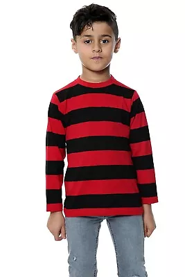 Buy Kids & Adults Long Sleeve Red And Black Striped Menace T-shirt Dennis The Top • 9.99£