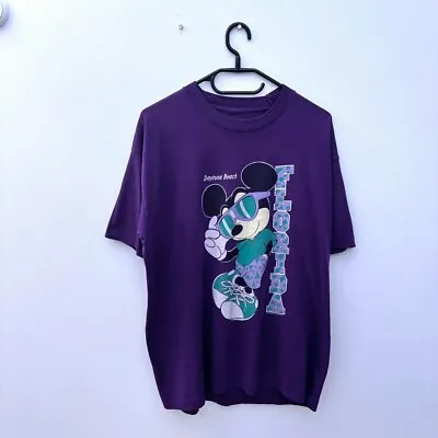 Buy Vintage Mickey Mouse Florida Purple T-shirt Large Single Stitch Disney • 19.99£
