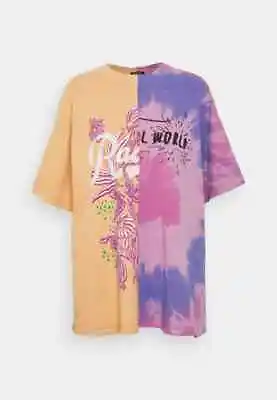 Buy Urban Outfitters T-Shirt BDG Splice Print Dad Oversized Small-Med Pink Orange • 12.99£