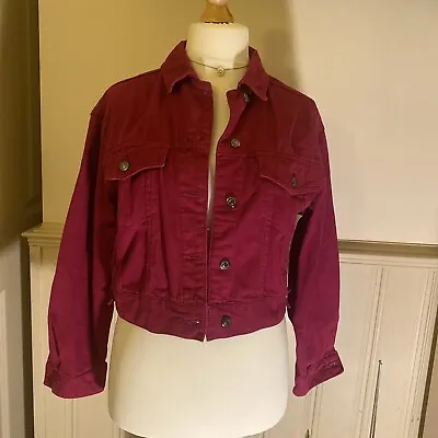 Buy Topshop Ladies Size 6 Short Denim Jacket In Cranberry  • 7£
