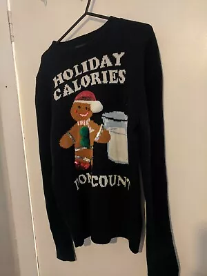 Buy Ladies Black Forever 21  Christmas Jumper  Holiday Calories Don't Count  Size S • 12.99£