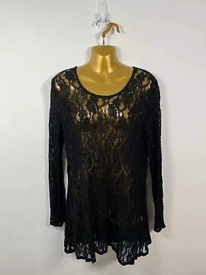 Buy Masai Blouse Womens Small Black Lace Top Long Sleeve Party Evening Gothic Ladies • 9.99£