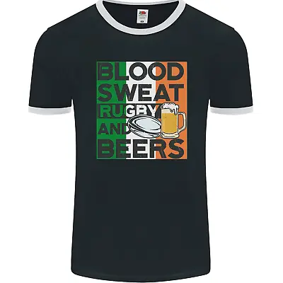 Buy Blood Sweat Rugby And Beers Ireland Funny Mens Ringer T-Shirt FotL • 11.99£