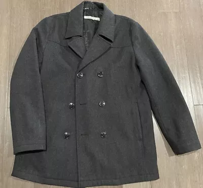 Buy Kenneth Cole New York Women’s Gray Wool Pea Coat Jacket Size M • 20.78£