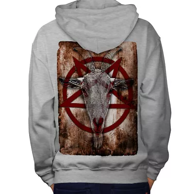 Buy Wellcoda Occult Goat Symbol Mens Hoodie, Satanistic Design On The Jumpers Back • 25.99£