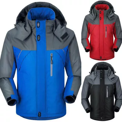 Buy Mens Winter Warm Fleece Jacket Coats Lining Thick Waterproof Mountain Jackets UK • 29.87£
