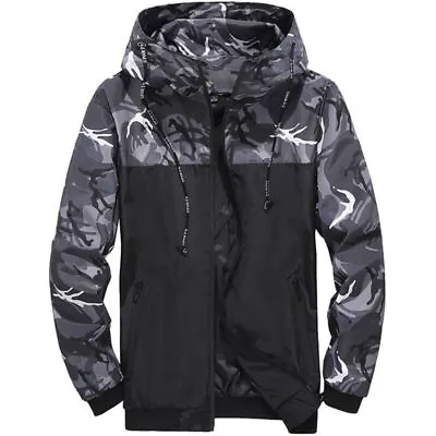 Buy Mens Camo Windproof Waterproof Coat Hooded Zipper Jacket Outwear Plus Size M-6XL • 14.99£