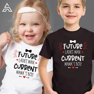 Buy T-Shirt (1542) Future Ladies Man Current Mama's Boy Kids Valentine's Day T Shirt • 7.99£