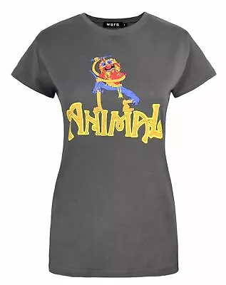 Buy The Muppets Animal Drummer Charcoal Women's T-Shirt By Worn • 14.99£