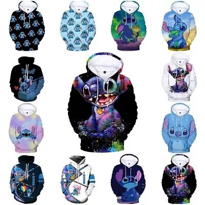 Buy Men Women Lilo And Stitch 3D Print Hoodie Casual Jumper Pullover Hooded Top -- • 27.47£