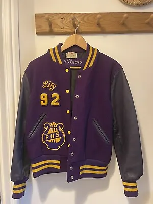 Buy Vintage 90s Leather And Wool Letterman Jacket Size S • 50£