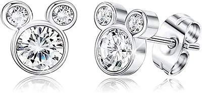 Buy 925 Sterling Silver CZ Mickey Mouse Stud Earrings For Women Girls Disney Earring • 0.99£