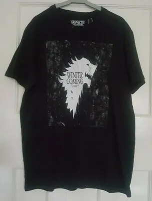 Buy Black Mens T-shirt 'Winter Is Coming' Print Size L • 4.90£