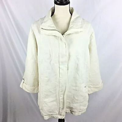Buy JM Collection Womens Plus Size 20W 2X Linen Jacket Full Zip 3/4 Sleeve • 19.28£