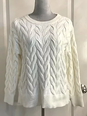 Buy Women’s Cable Knit Fisherman Sweater Pullover Oarsman Preppy Sz M Soft • 28.35£