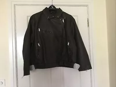 Buy Womens Ladies Khaki Faux Leather Buckle Biker Jacket Size Extra Large. • 20£