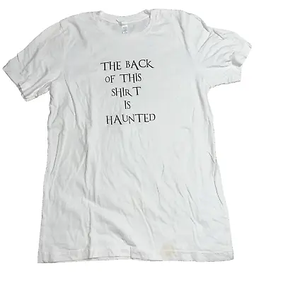 Buy Women's T Shirt Logo Haunted Ghost Sz Medium White Shirt Top Middle Finger • 7.71£