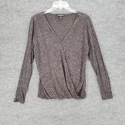 Buy Rock Republic Blouse Womens Medium Gray Long Sleeve Faux Wrap V Neck Shirt Top • 10.11£