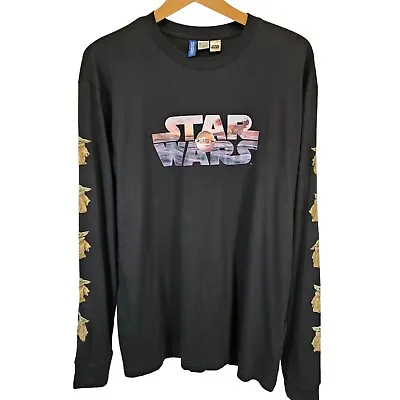 Buy Star Wars Black Long Sleeve T Shirt Yoda Graphic Print Size Large • 11.95£