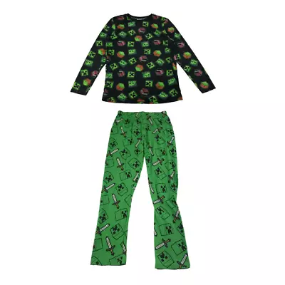 Buy Primark Pyjama Set Age 10 Black And Green Minecraft Long Sleeve • 5£