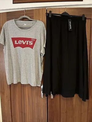 Buy Grey Levis Tshirt And Black Boohoo Skirt Size 22 Levi’s • 14.99£