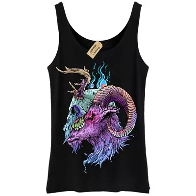 Buy Ram Skull Horn Gothic Metal Demon Vest Womens • 11.95£