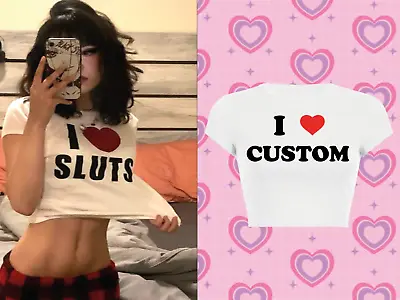 Buy Personalised I Love Custom Baby Crop Tshirt Print  Y2k Valentines GF Top DIY Tee • 14.70£
