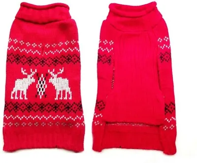 Buy Red Reindeer Christmas Xmas Style Pet Puppy Dog Cat Sweater Jumper Clothes XS • 4.95£