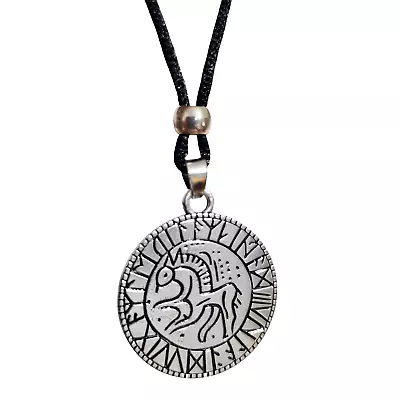 Buy Sleipnir Horse Pendant Necklace Steed Rune Cord Vadstena Norse Viking Jewellery • 6.45£