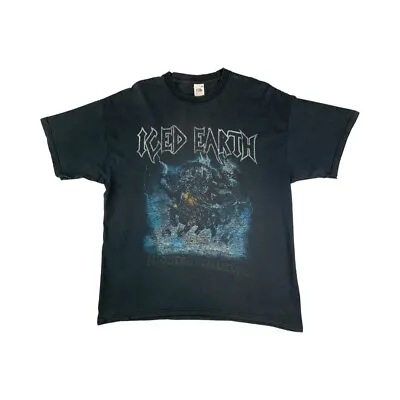 Buy 2000s Black Iced Earth Night Of The Stormrider Double-Sided Graphic T-Shirt XL • 40£