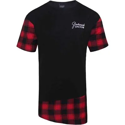 Buy Mens Longline T-Shirts Flannel Zachariah Jacob Short Sleeve Fashion Tee • 9.99£