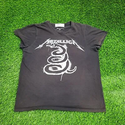 Buy Metallica Metal Shirt Womens XL-Short 23x26 Faded Black Snake Black-Album Merch • 50.12£